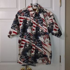 Clear Water Outfitters  Military USA Home of the Brave Button down shirt Sz M
